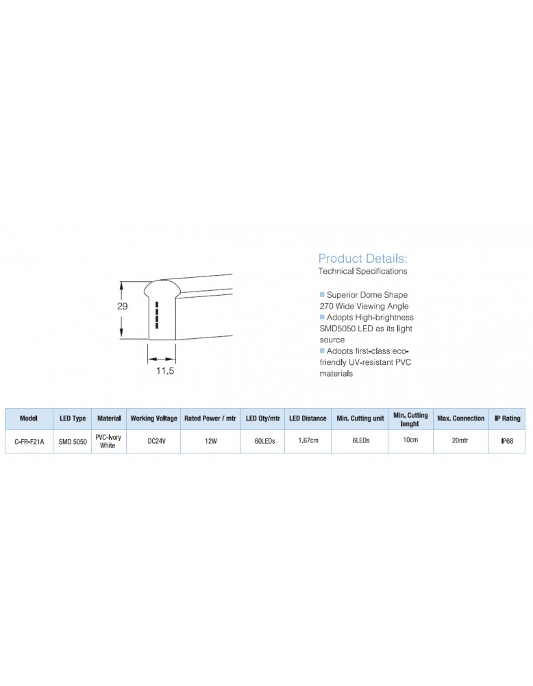 LED NEON C FR F21A 24V RGB  DC24V 12W/m...