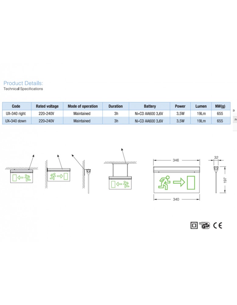 DRŽAČ ZIDNI UX340 LED panik
