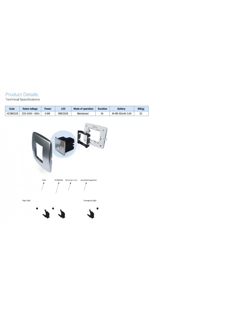 HERMIT CRAB HC3M3528 01 WH NIGHT LIGHT MODULAR...