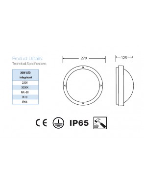 LED vanjska SG 623579 Primo GRAPHITE LED 20W 3000K 2