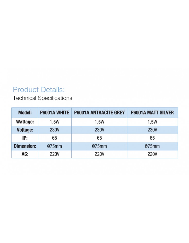 LED vanjska Zidna LED lampa  P6001A MATT WHITE