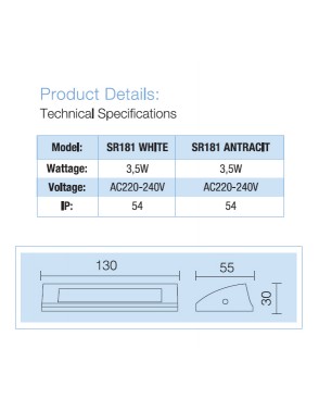 LED vanjska Zidna lampa SR181 WHITE 3,5W 2