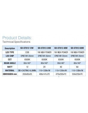 LED vanjska SD ST013 40W 6500K 80x140° EPISTAR 35mm 2