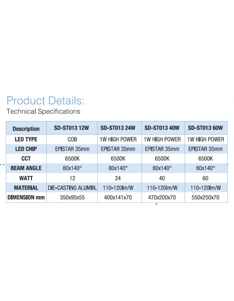 LED vanjska SD ST013 40W 6500K 80x140° EPISTAR...