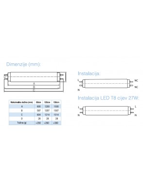 LED cijevi T8 TUBE 600mm 9W 6000K   hrvatski proizvod... 2