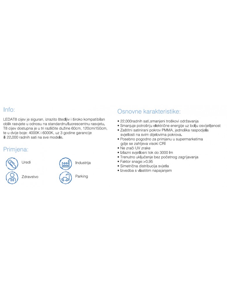 LED cijevi T8 TUBE 1500mm 22W 6000K   hrvatski...