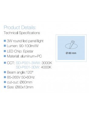 LED panel okrugli UGRADBENI SD P001 3DW 4000K 2