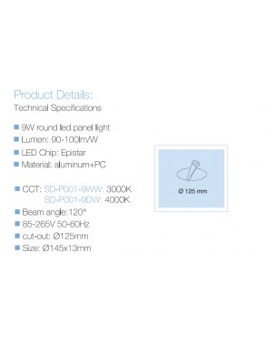 LED panel okrugli UGRADBENI SD P001 9WW 3000K 2