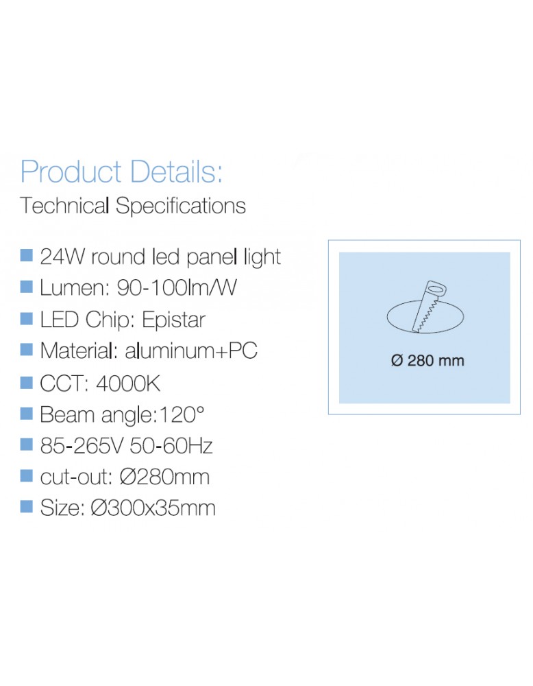 LED panel UGRADBENI okrugli SD P001 24WW 3000K
