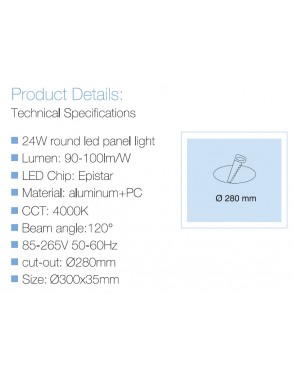 LED panel UGRADBENI okrugli SD P001 24DW 4000K 2
