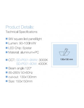 LED panel UGRADBENI kockasti SD P002 9WW 3000K 2