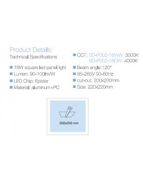 LED panel UGRADBENI kockasti SD P002 18WW 3000K 2