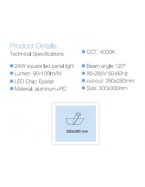 LED panel UGRADBENI kockasti SD P002 24DW 4000K 2