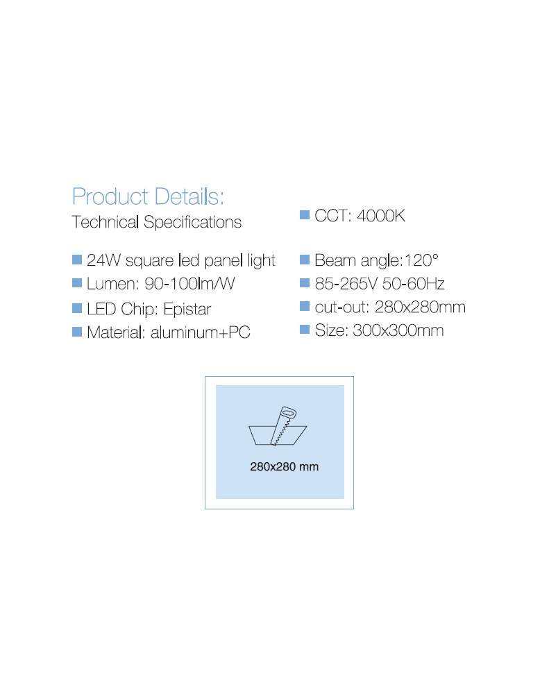 LED panel UGRADBENI kockasti SD P002 24DW 4000K