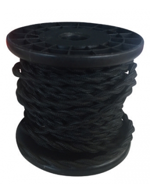Dekorativna špaga kabel Fabric 2x0.75mm2 10m T-BLACK