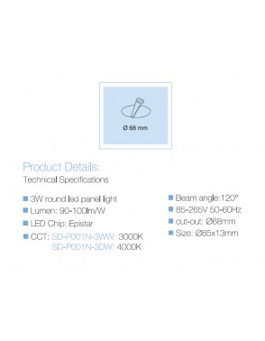 LED panel UGRADBENI okrugli SD P001N 3WW 3000K 2