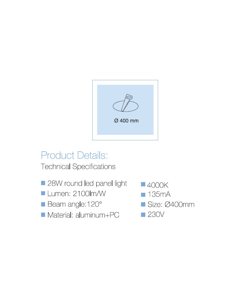 LED panel NADGRADNI okrugli P4 MR 400 mm 4000K...