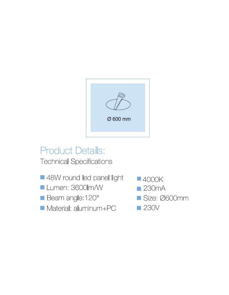 LED panel NADGRADNI okrugli P4 MR 600 mm 4000K