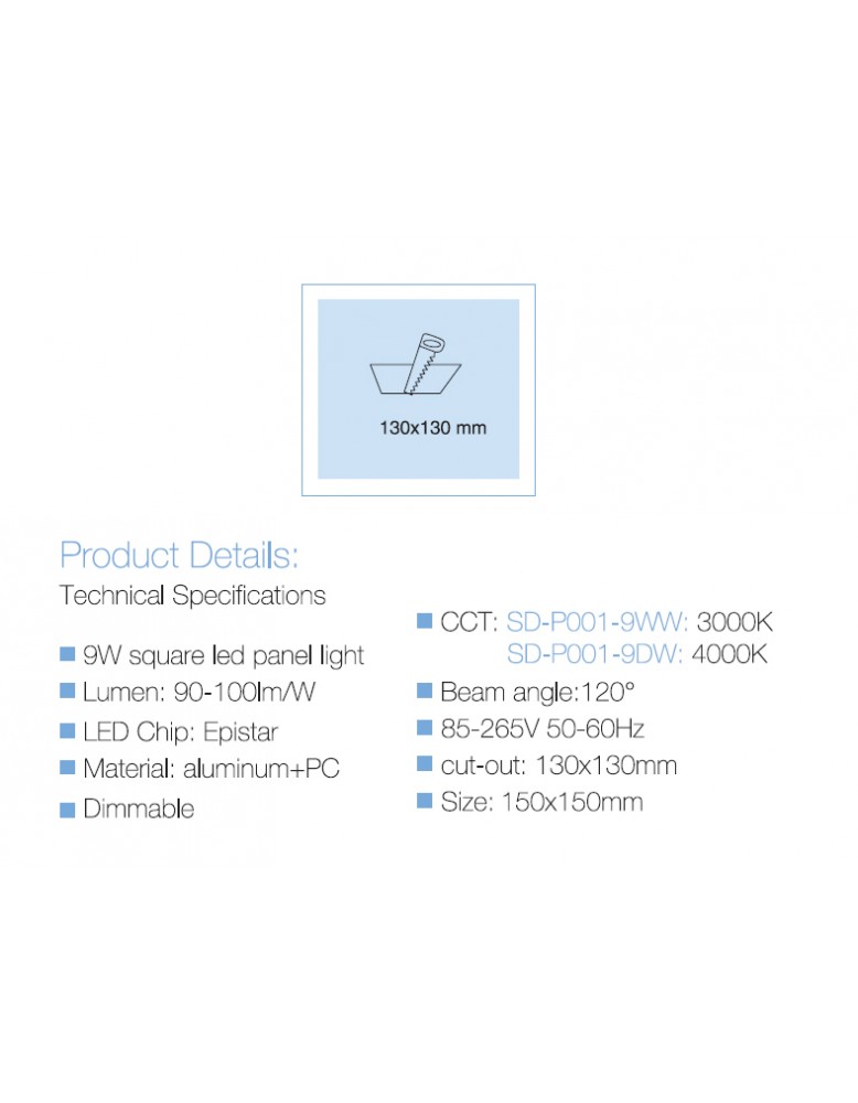 LED panel UGRADBENI kockasti SD P002 9WW 3000K...