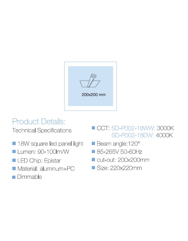 LED panel UGRADBENI kockasti SD P002 18WW 3000K...