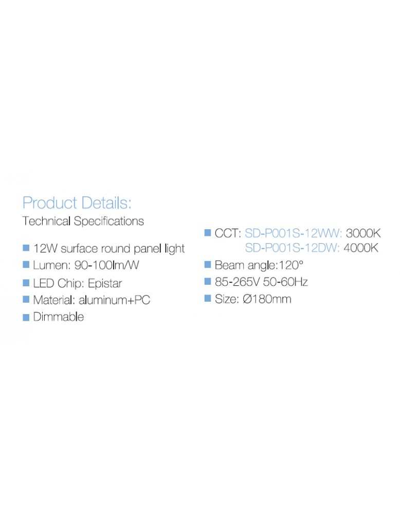 LED panel NADGRADNI okrugli SD P001S 12DW 4000K...