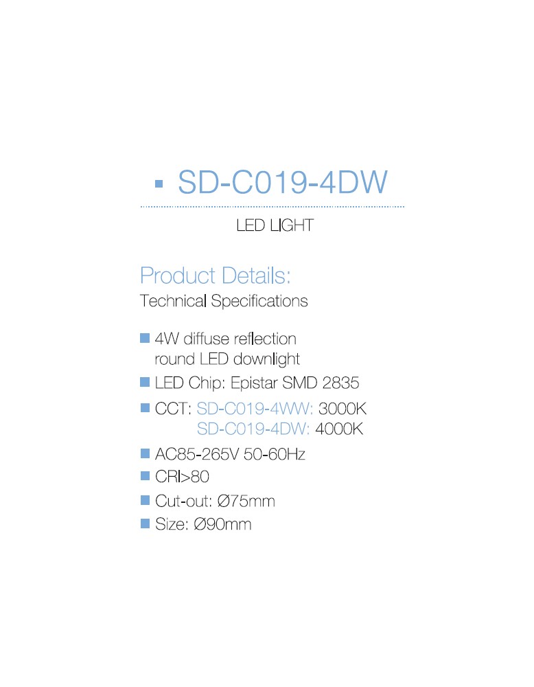LED panel UGRADBENI okrugli SD C019 4DW 4000K