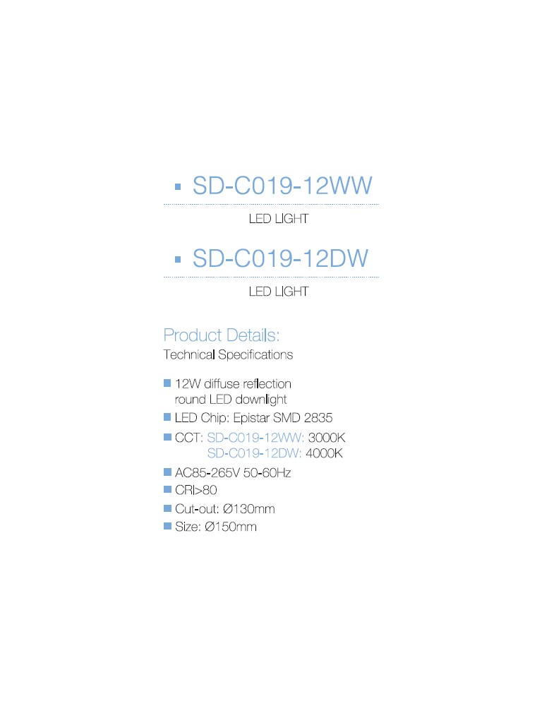LED panel UGRADBENI okrugli SD C019 12WW 3000K