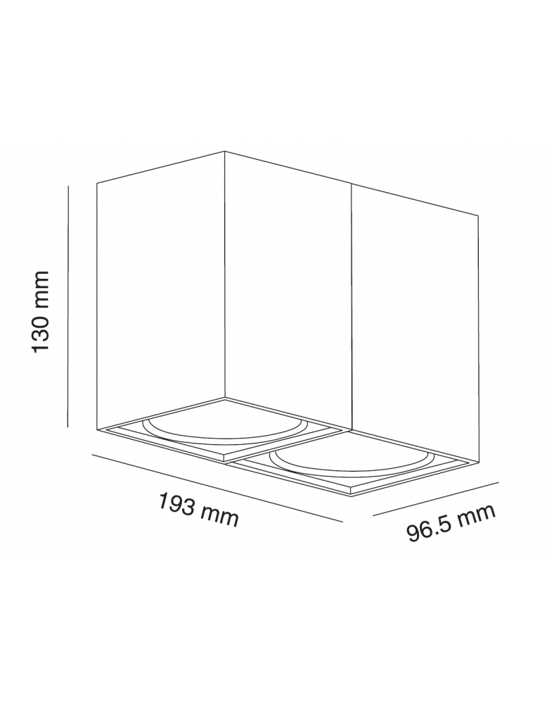 Nadgradbena spot rasvjeta RETTANGOLARE DOPPIO R+ 130/96X2 ALU srebrna