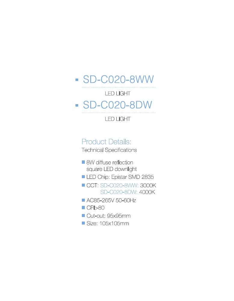 LED panel UGRADBENI kockasti SD C020 8DW 4000K