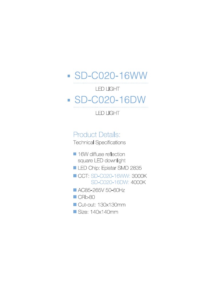 LED panel UGRADBENI kockasti SD C020 16DW 4000K