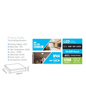 LED plafonjera CL3 KOCKASTA AC100 240V 18W 1200lm 4000K 2