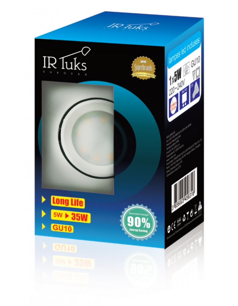 Led GU10 set okrugli LED-F-SS+SMD GU10-230V-5W-3000K+GU10 Socket