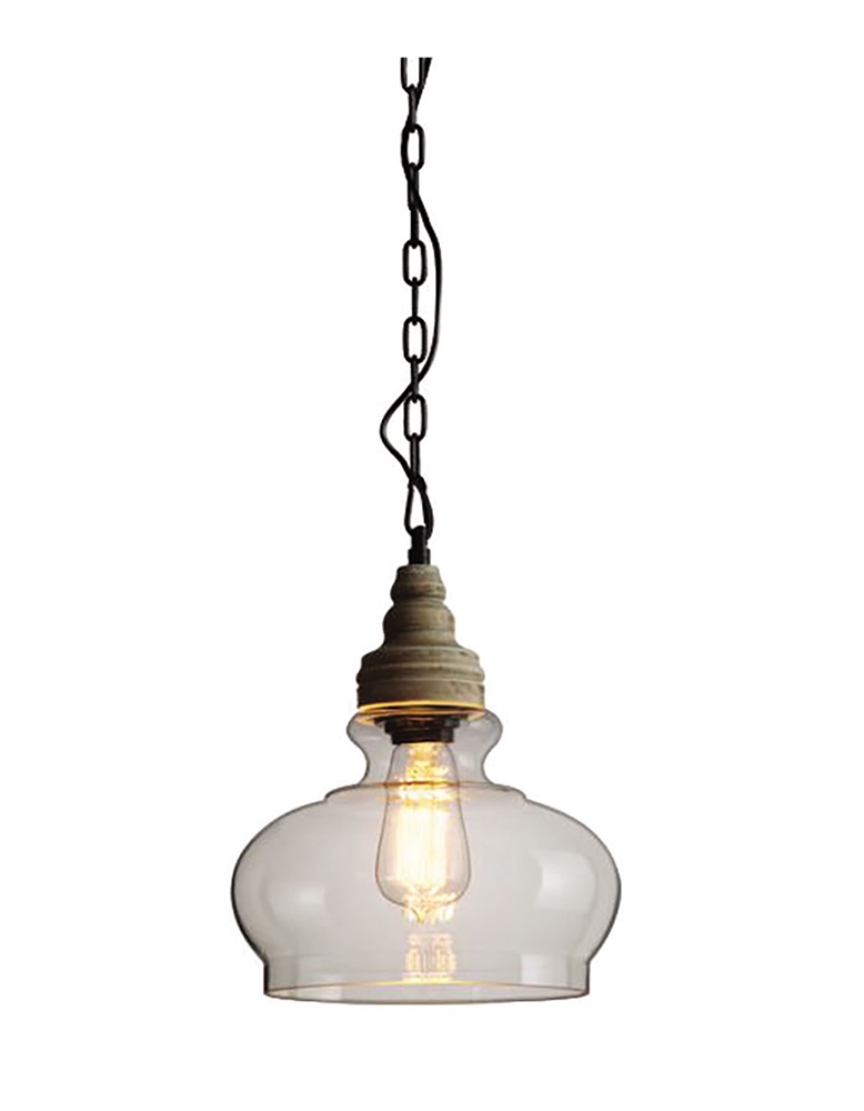 Dekorativna visilica LOFT289C prozirna i drvo