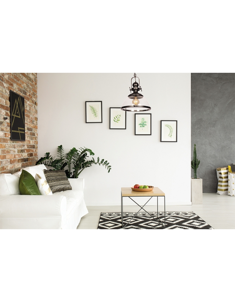 Dekorativna visilica LOFT358 mat crna i staklo