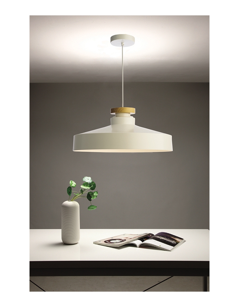 Dekorativna visilica PD321-1A WOOD+MATT WHITE drvo i mat bijela