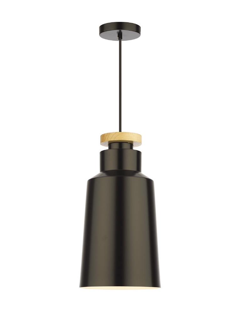 Dekorativna visilica PD321-1C WOOD+MATT BLACK drvo i mat crna