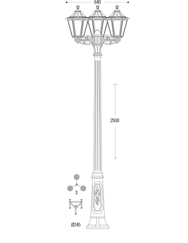 Vanjska rasvjeta podna RICU BISSO/RUT 3L crna prozirna 2700K 6W