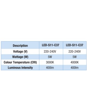 LED žarulja S11 C37 220 240V 5W E14 400lm 3000K JC 2