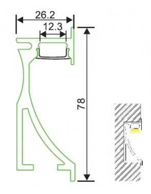 Aluminijski Profil LL ALP023 ugradbeni zidni 2m 2
