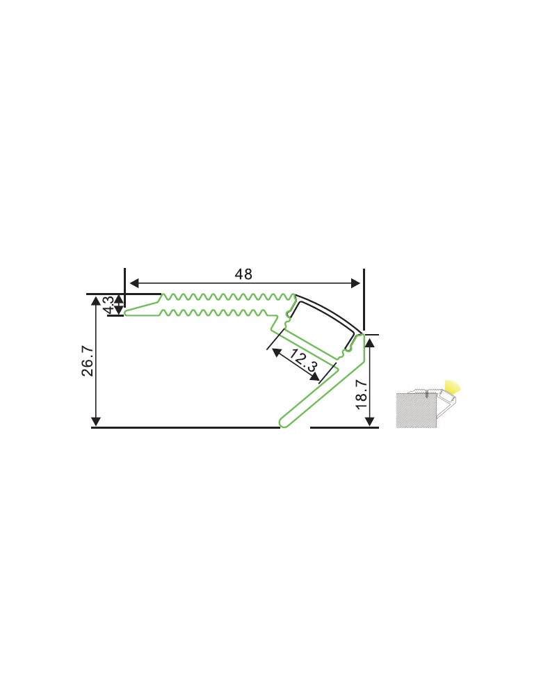 Aluminijski Profil LL ALP022 za stepenice 2m