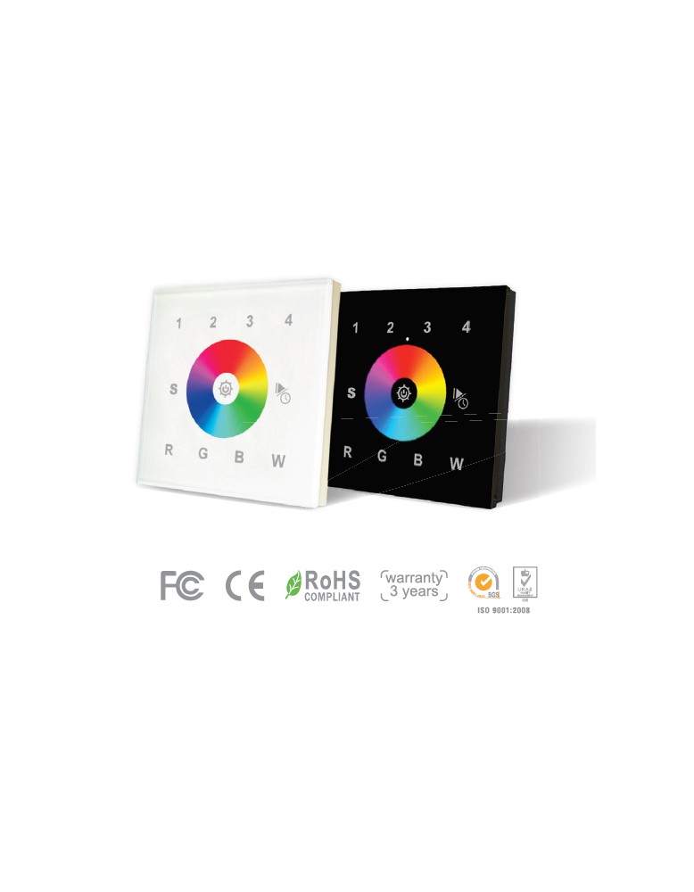RF wireless wall mounted RGB/W controller LC 2820 (Black & White) LED upravljanja 