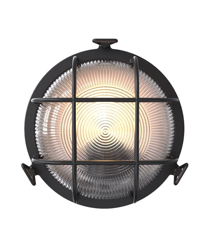 Zidna / stropna svjetiljka UH1041-6184 TORTO - ROUND BULKHEAD E27 IP44 MATT BLACK fi209x90