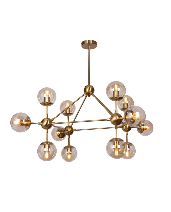 Visilica LOFT338-12 BRASS+COGNAC GLASS D1050*550mm