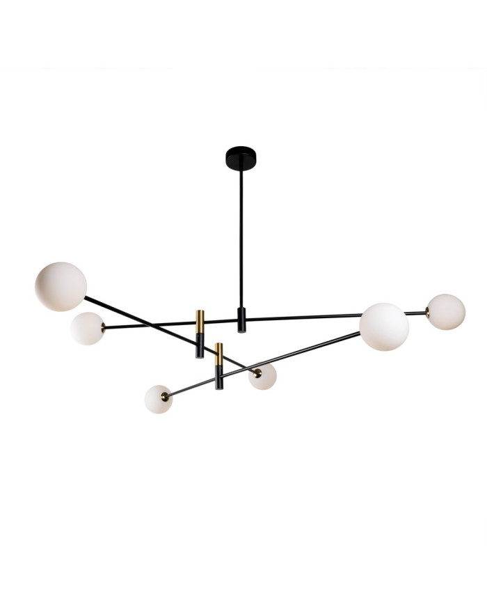 Visilica AF8082-6 Black/Brass+Milk White D1400*H900mm-6*G9